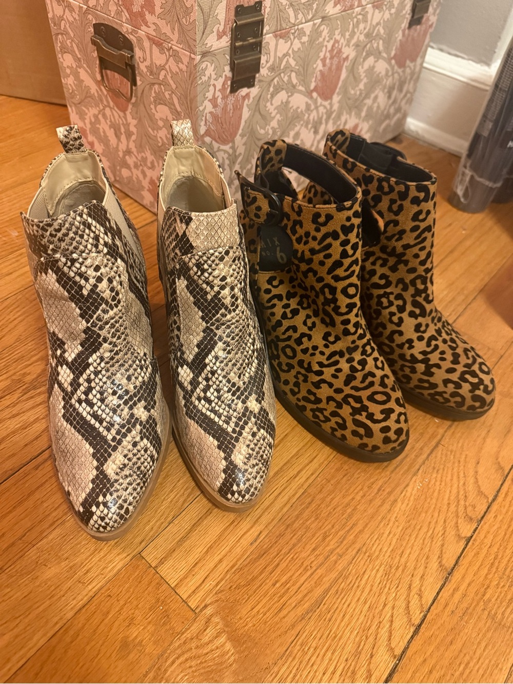 Altar'd State Leopard Print Suede Ankle Boots - Tan/Black